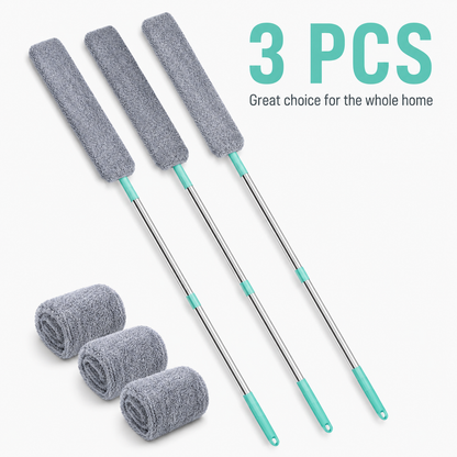 Retractable Microfiber Dusting Brush – 2-in-1 Crevice Cleaner with 2 Washable Dusting Cloths
