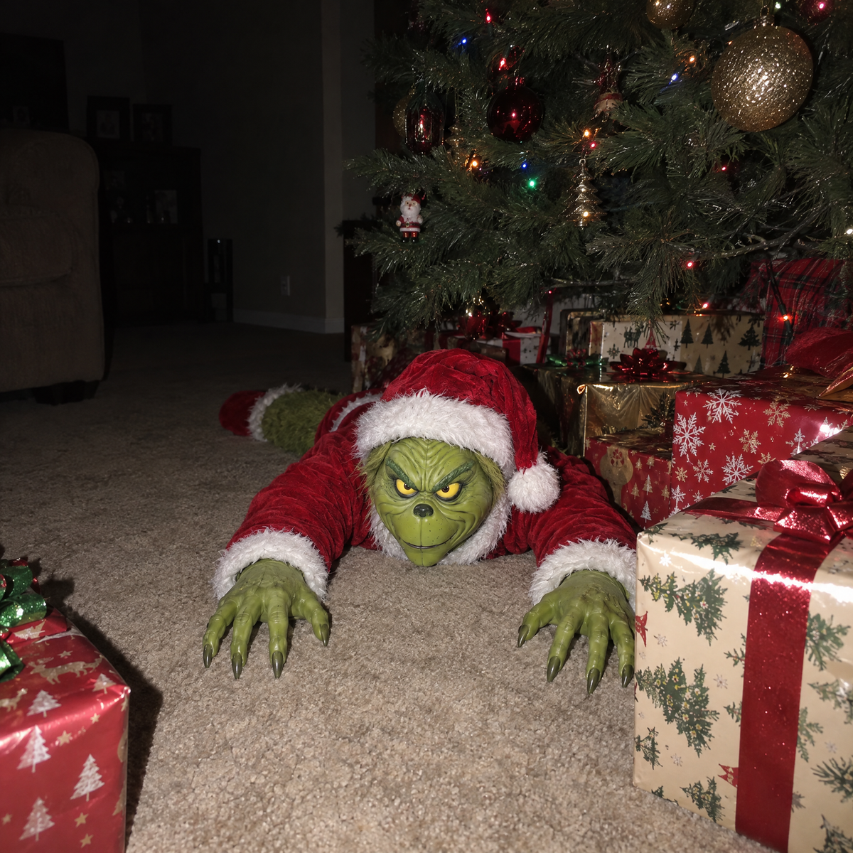 🎄 Animated Crawling Holiday Grump – Moving Christmas Prank Decoration