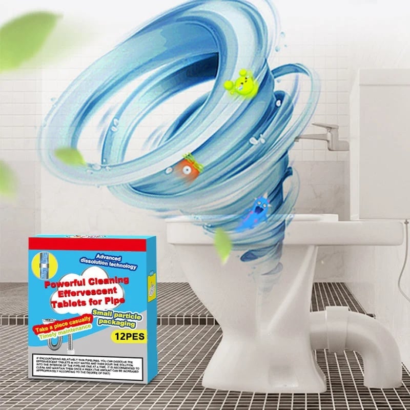 🎉🔥49% OFF ❤️Powerful Cleaning Effervescent Tablets for Pipe, Fast Dissolve Hair Grease Clogs, Deodorizing Antibacterial Pipe Cleaner for Sink Toilet Floor Drain