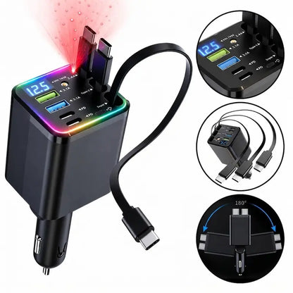 ⭐⭐120W 4-in-1 Power Hub with Galaxy Star Projector & Retractable Cables