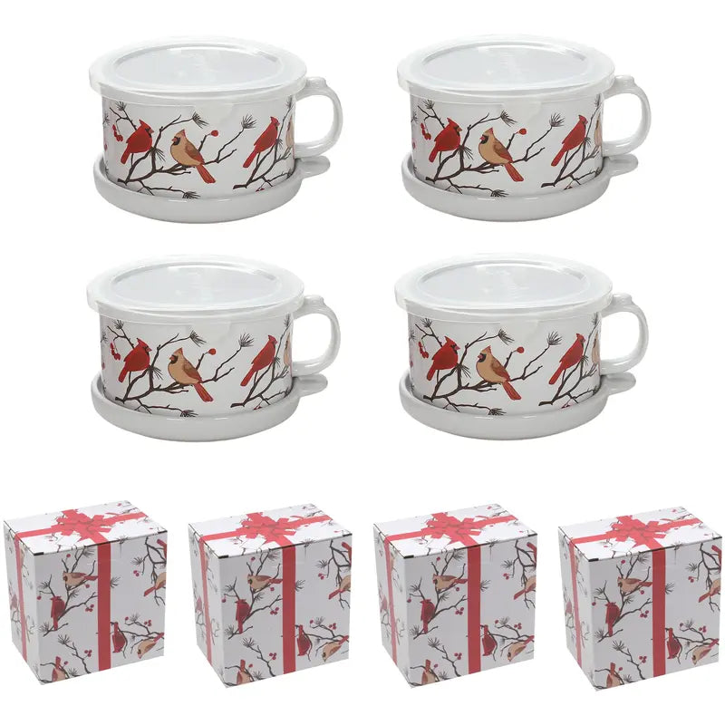 🍲🍲Temp-tations Set of 4 Mug Meals with Lid-it Lids & Gift Boxes – 25-oz Oven-to-Table Mugs for Soup, Oatmeal, Pasta & Desserts
