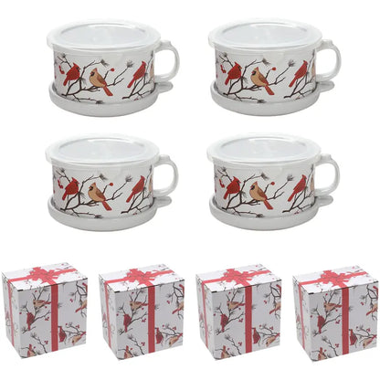 🍲🍲Temp-tations Set of 4 Mug Meals with Lid-it Lids & Gift Boxes – 25-oz Oven-to-Table Mugs for Soup, Oatmeal, Pasta & Desserts
