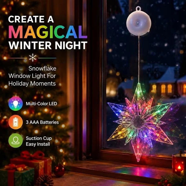 🎄 2Pcs Christmas LED Window Lights – Battery Operated Suction Cup Holiday Decorations, Warm White & Multicolor