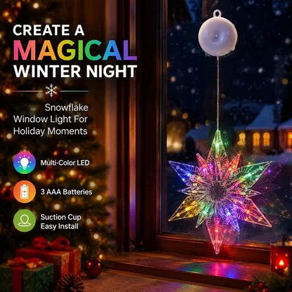 🎄 2Pcs Christmas LED Window Lights – Battery Operated Suction Cup Holiday Decorations, Warm White & Multicolor