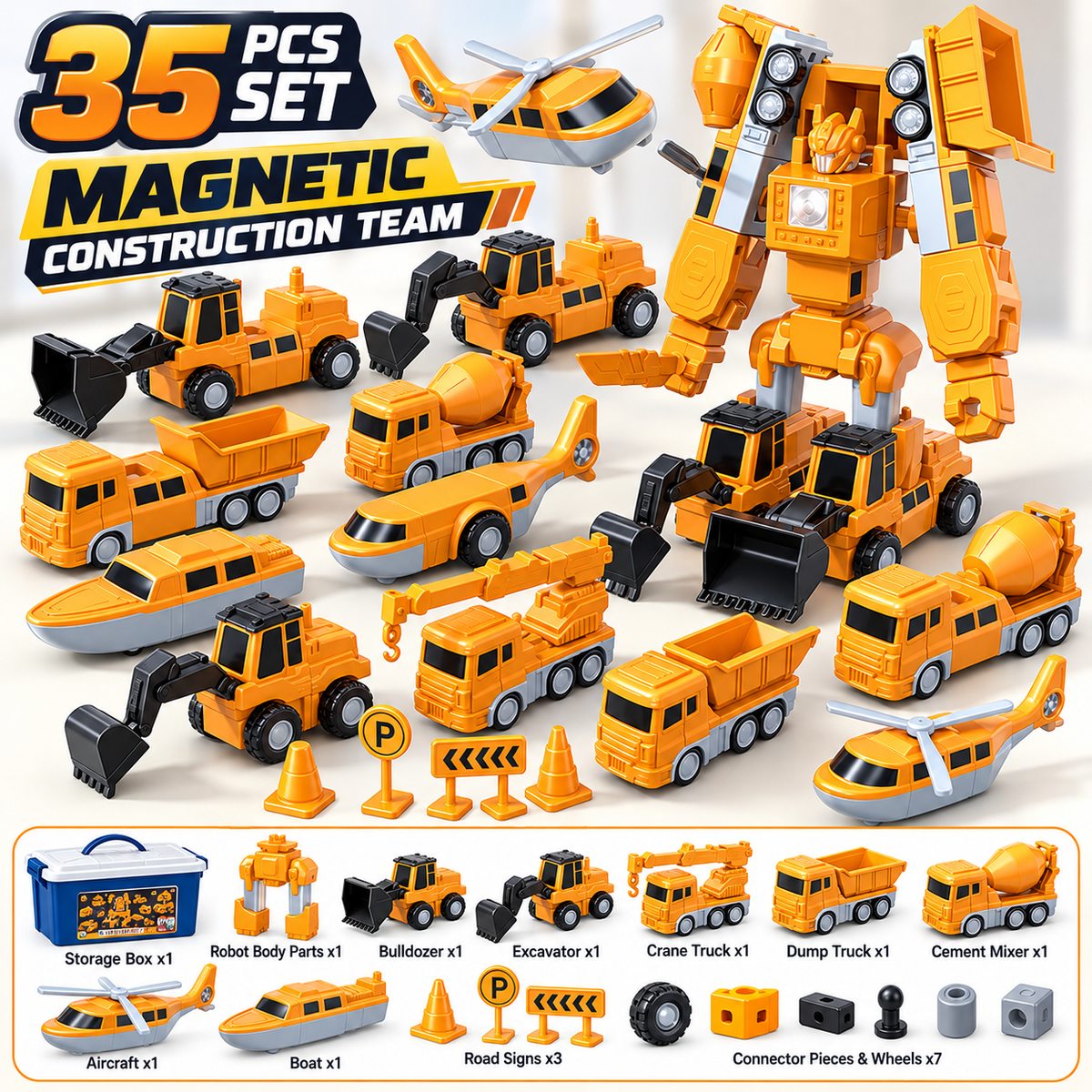 🔥Magnetic Transform Engineering Car Toy🎁Free shipping