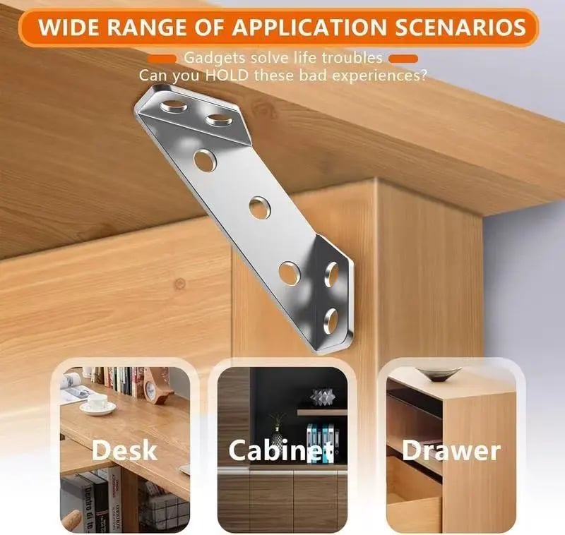 Stainless Steel Corner Brace,90°Right AngleSupport Bracket for Cabinets & Furniture
