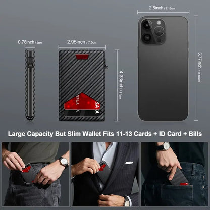 💳 Men's RFID Minimalist Bifold Wallet – Pop-Up Card Holder, Money Clip & ID Window 🎁