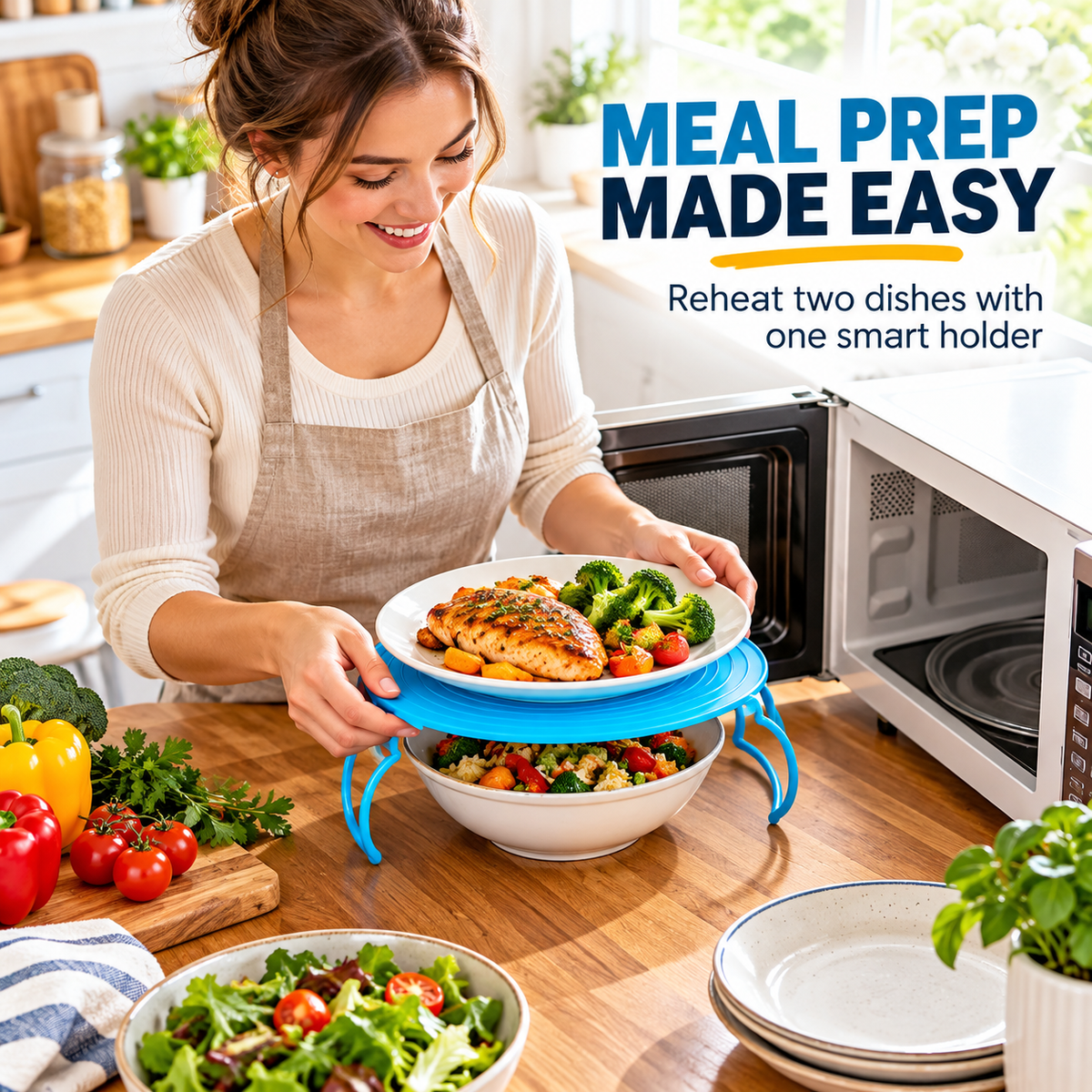 🍽️ 3-in-1 Plastic Microwave Plate Holder ✨