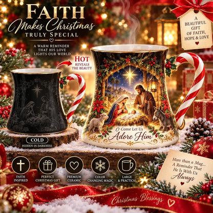 🎄Christmas Magic Heat-Reveal Mug | 350 mL Color-Changing Santa Village Cup ☕