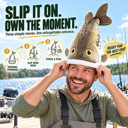 🐟 3D Fish-Shaped Novelty Hat — Funny Fishing Gift for Anglers, Lake Days & Parties