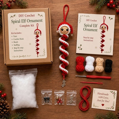 "🔥 LAST DAY 49% OFF – ☃️ Crochet Snowman Spiral Ornament DIY Kit | Complete Beginner-Friendly Set with Soft Yarn, Crochet Hook, Festive Beads, Snowflakes & Step-by-Step Guide 🧶🎄✨"