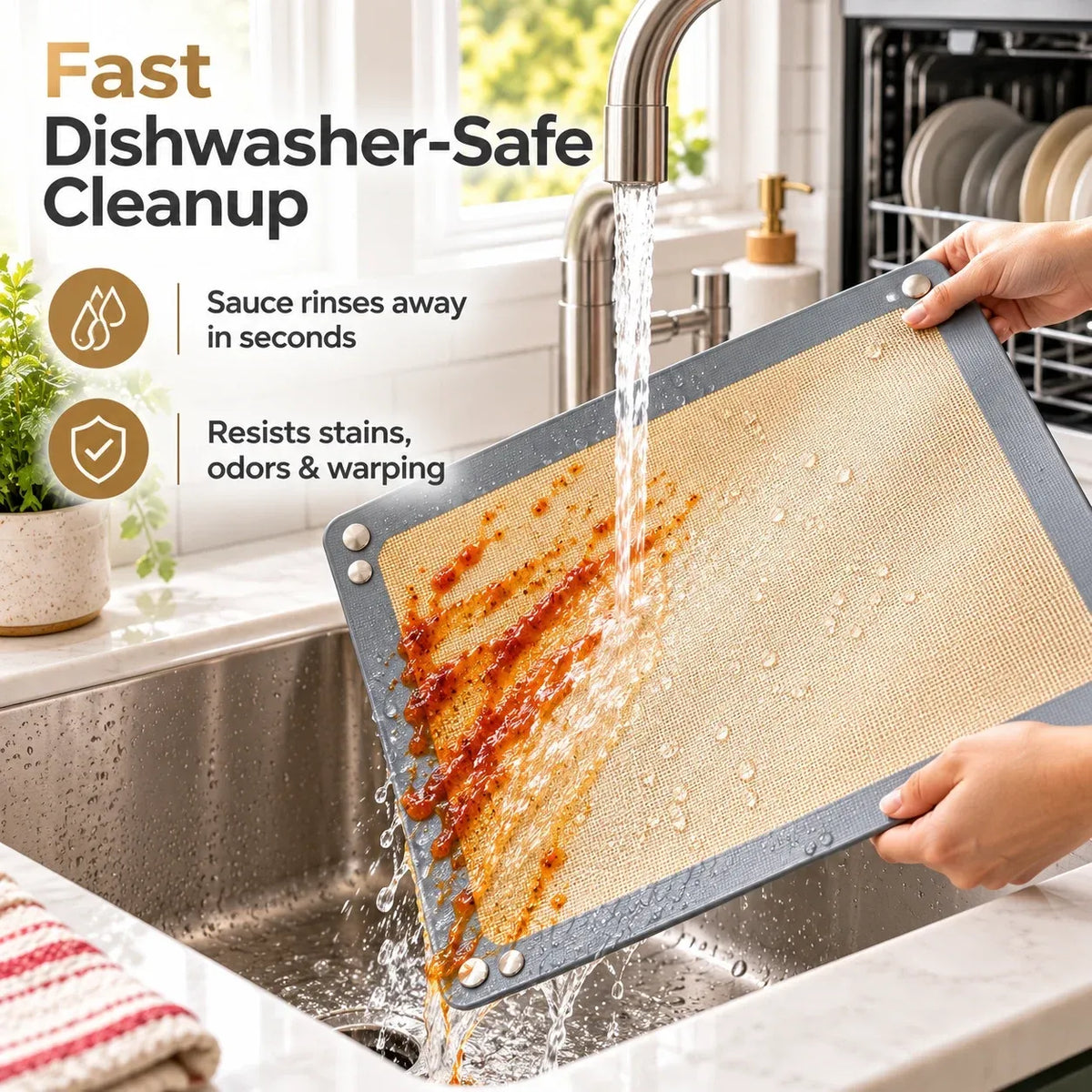 2 Pack Snap-Lock Silicone Baking Mat -2in-1 Nonstick Oven Liner & RaisedEdge Roasting Mat