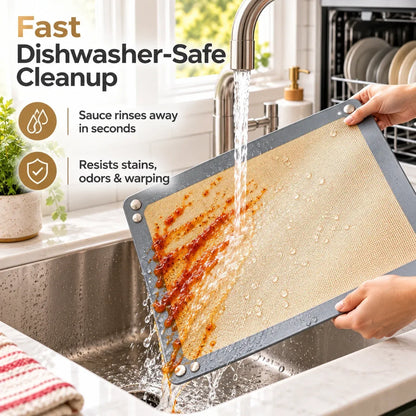 2 Pack Snap-Lock Silicone Baking Mat -2in-1 Nonstick Oven Liner & RaisedEdge Roasting Mat