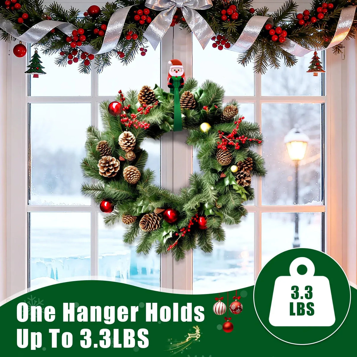 ⏳ Last Day 49% OFF – 🎄No-Drill Christmas Garland Hangers | 12 Santa Adhesive Hooks Holding Up To 5 lbs For Stockings, Wreaths & Holiday Decorations🎅 🎅