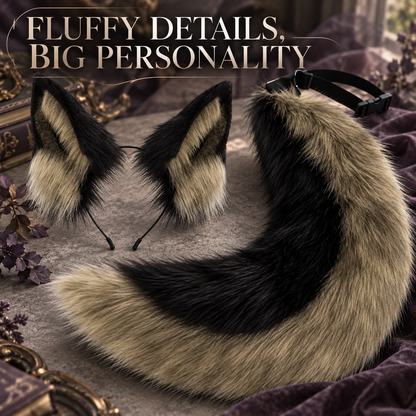 Fluffy Fox Ears & Tail Cosplay Set – Soft Plush Accessories for Anime Conventions, Halloween & Dress-Up