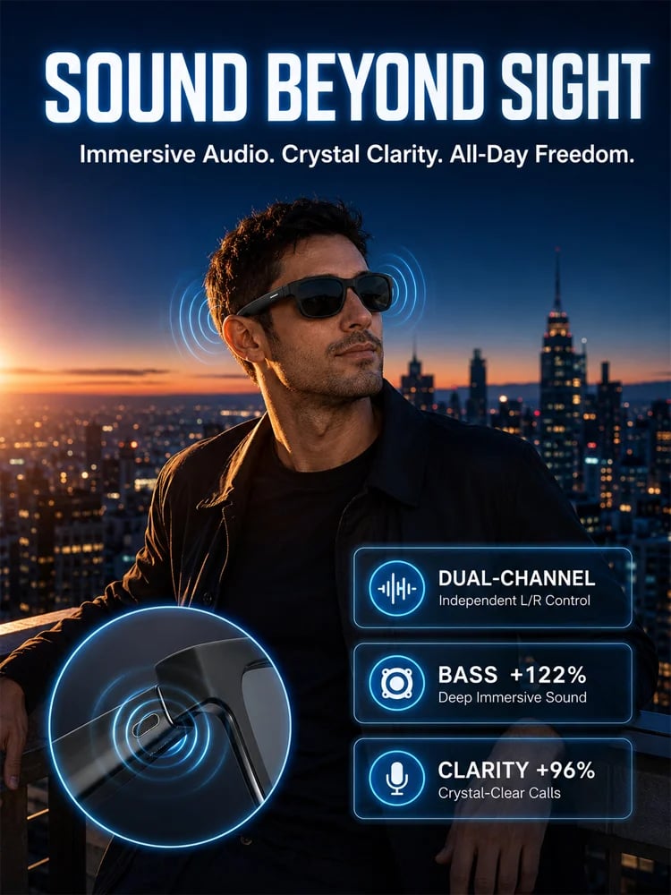 🔥Al Smart Glasses: 100%Offline Translation Zoom & Explore Smarter.