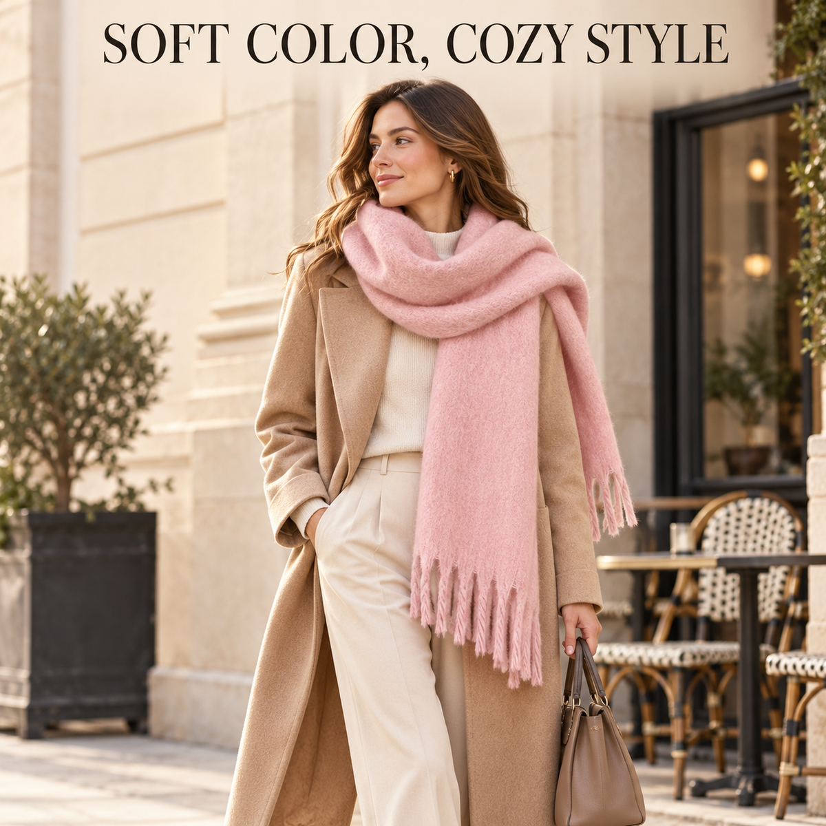 🧣🍂Solid Color Tassel Scarf – Thick & Cozy Fall-Winter Style for Women & Men