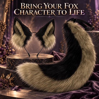 Fluffy Fox Ears & Tail Cosplay Set – Soft Plush Accessories for Anime Conventions, Halloween & Dress-Up