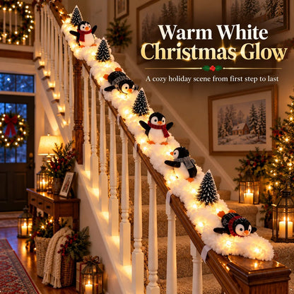 🔥 Hot Sale 40% OFF – Playful Penguin Snowy Stair Railing Decor 🐧❄️
