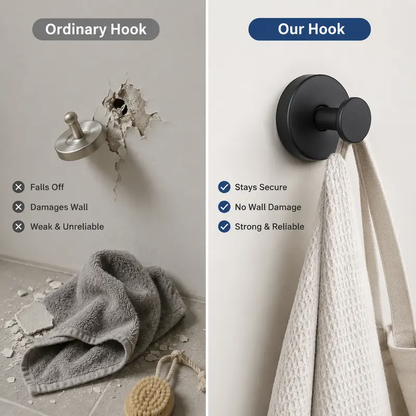 🪝✨ Stainless Steel Finish GripLock Heavy-Duty Adhesive Wall Hooks 🏠