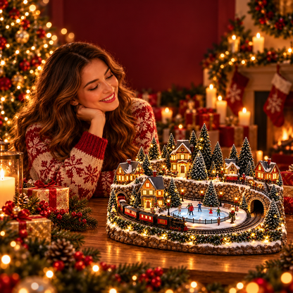 🎄 Animated Holiday Train & Ice Rink Scene