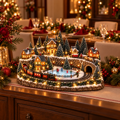 🎄 Animated Holiday Train & Ice Rink Scene