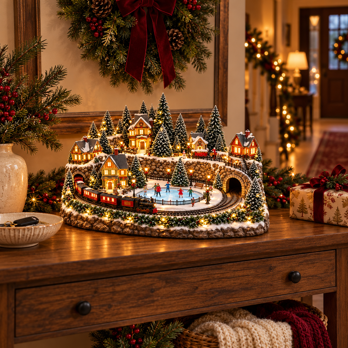 🎁Animated Holiday Train & Ice Rink Scene ✨🎁