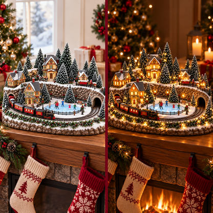 🎄 Animated Holiday Train & Ice Rink Scene