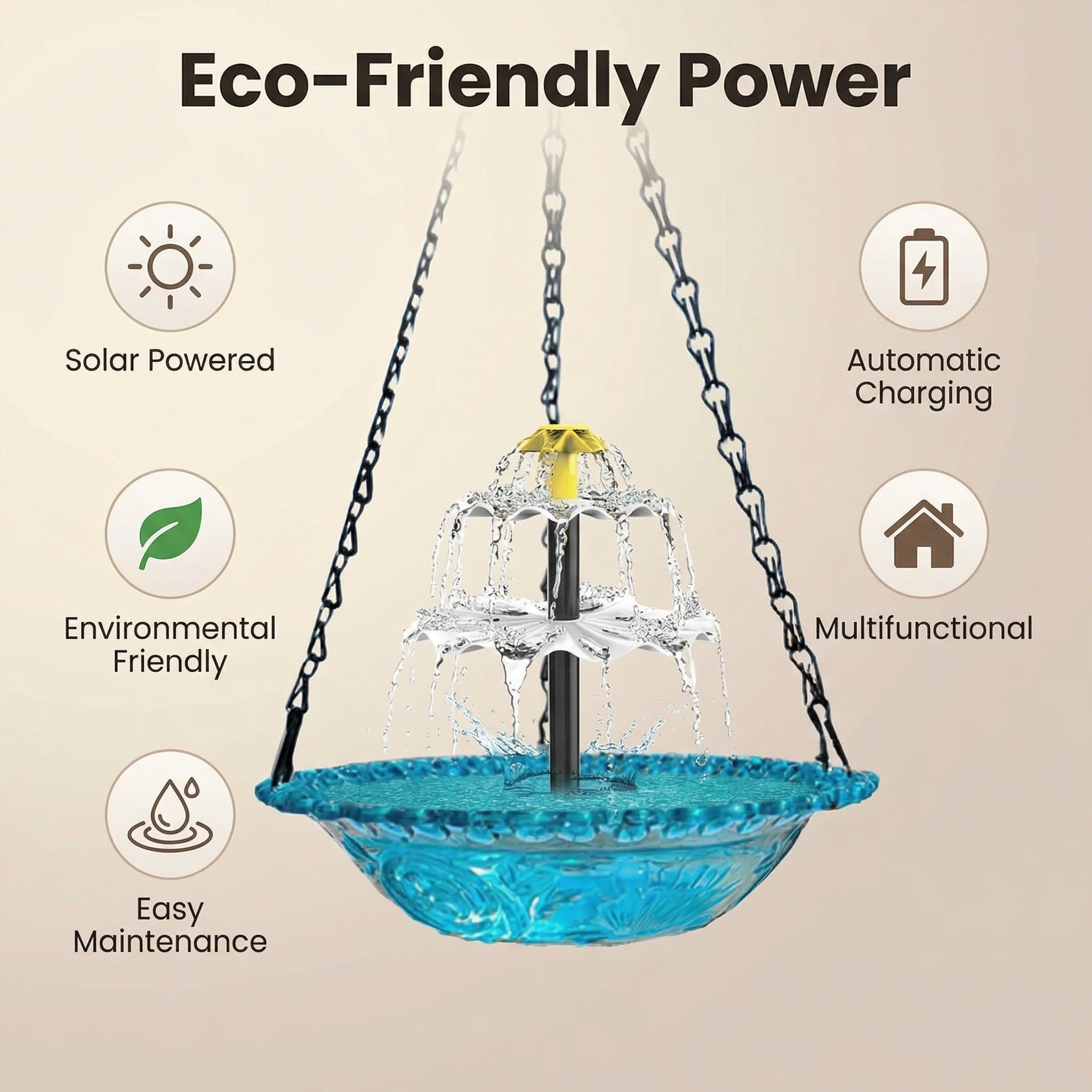 🔥🔥New Year 70% Off--Solar Cascade Hanging Bird Bath Fountain