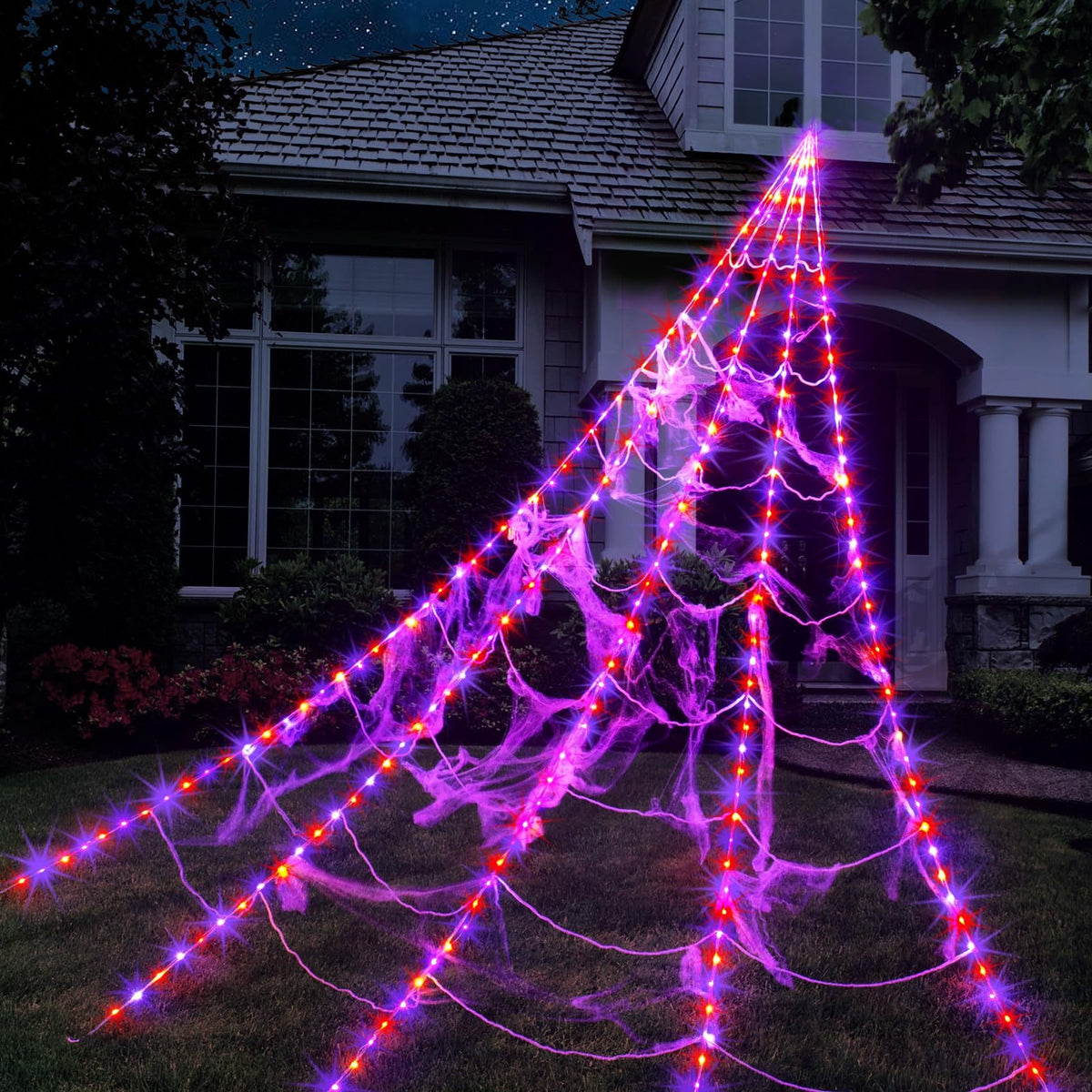 Giant Light-Up Spider Web Halloween Decoration
