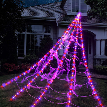 Giant Light-Up Spider Web Halloween Decoration