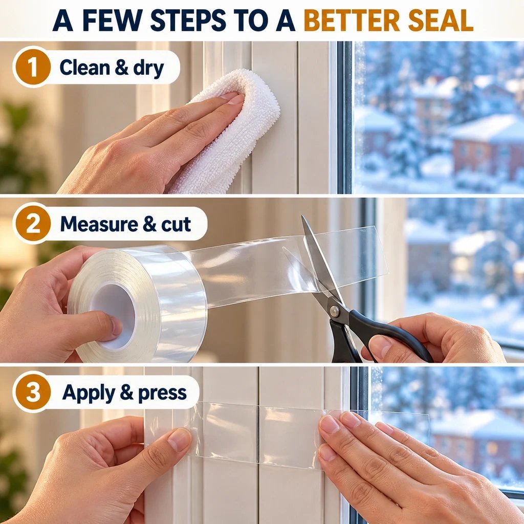Clear window and door draft-sealing tape