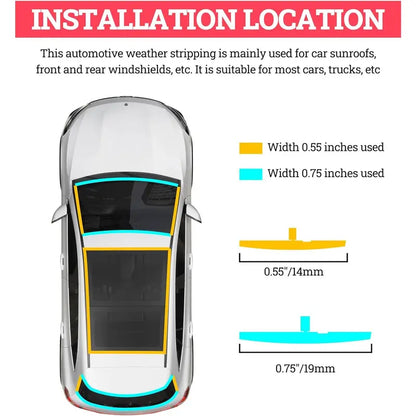 🚗🚗20Ft Automotive Windshield Rubber Seal Strip – T-Shaped Weatherstripping for Compatible Front & Rear Windshields, Sunroofs & Vehicle Trim