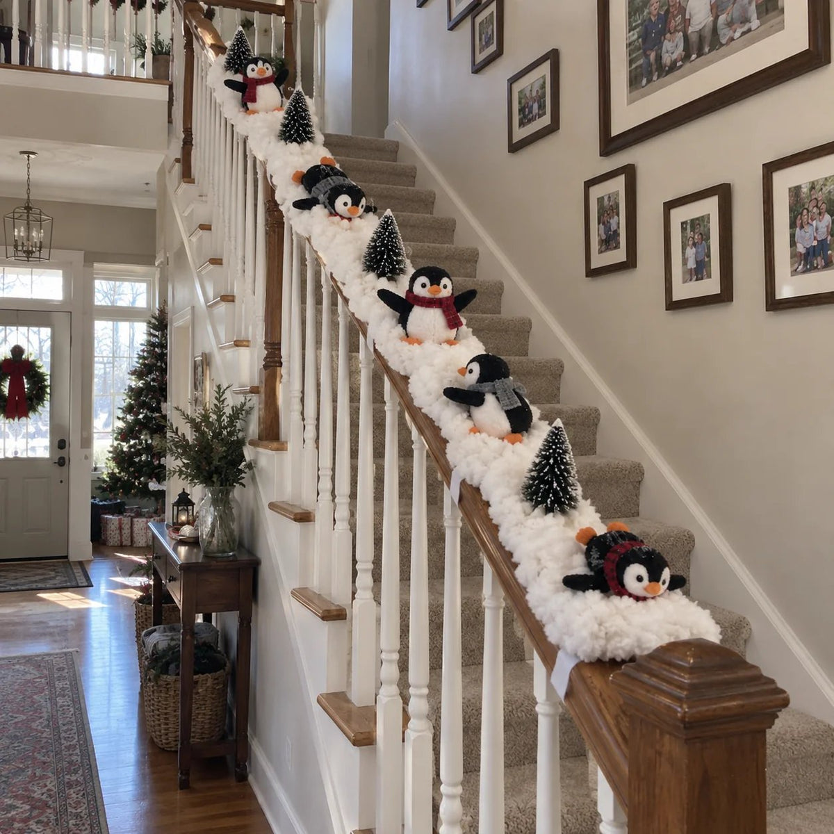 🔥 Hot Sale 40% OFF – Playful Penguin Snowy Stair Railing Decor 🐧❄️