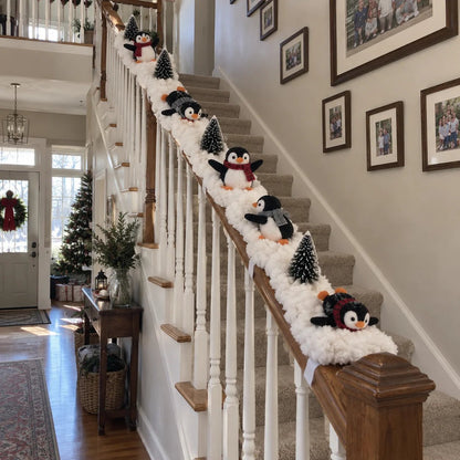 🔥 Hot Sale 40% OFF – Playful Penguin Snowy Stair Railing Decor 🐧❄️