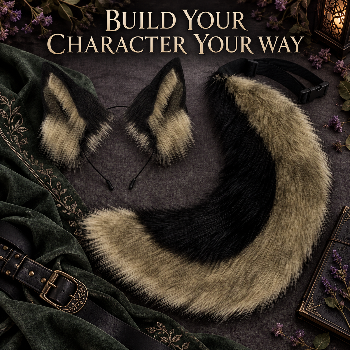 Fluffy Fox Ears & Tail Cosplay Set – Soft Plush Accessories for Anime Conventions, Halloween & Dress-Up