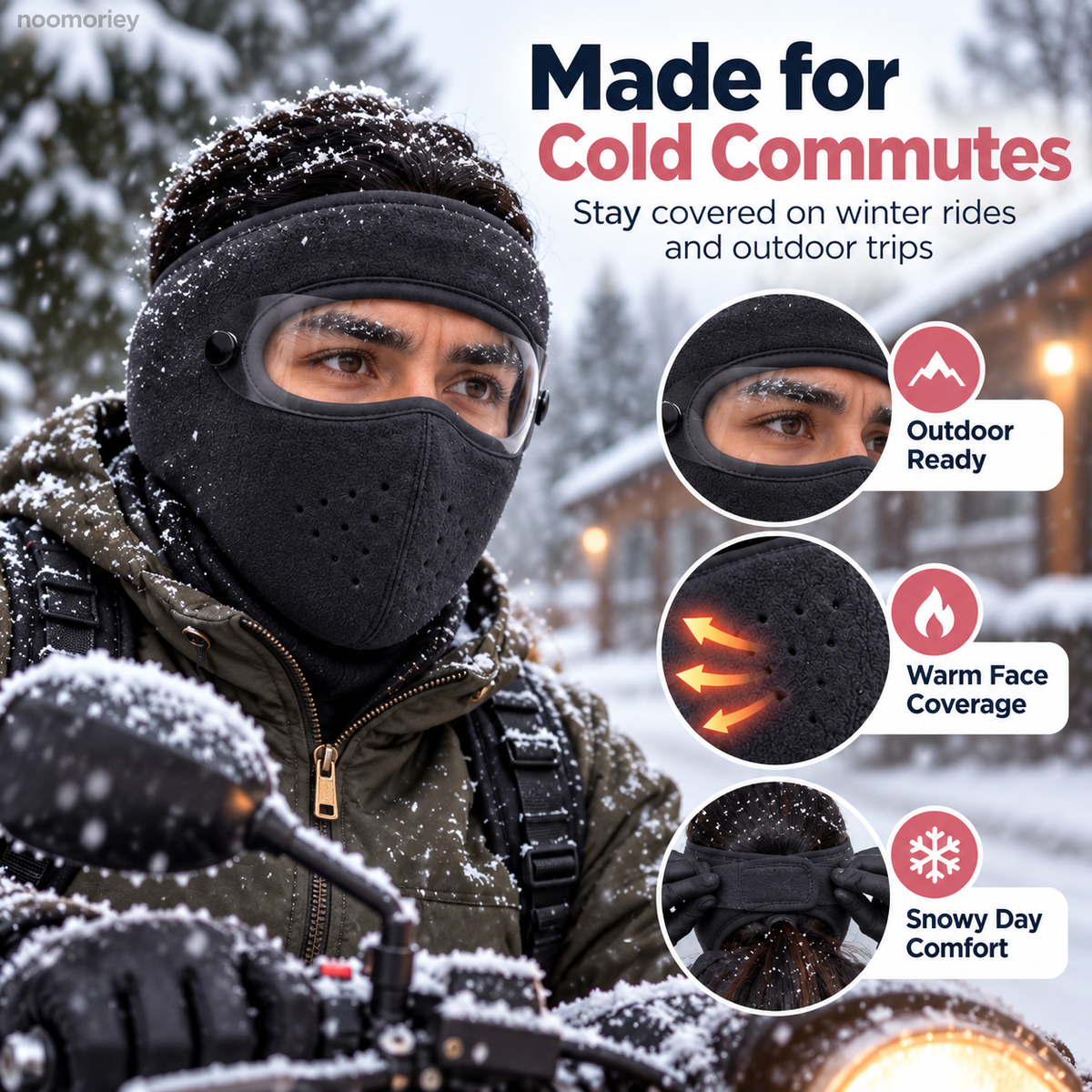 ❄️ Winter Face Cover with Clear Eye Shield – Adjustable Cold-Weather Balaclava 🥽