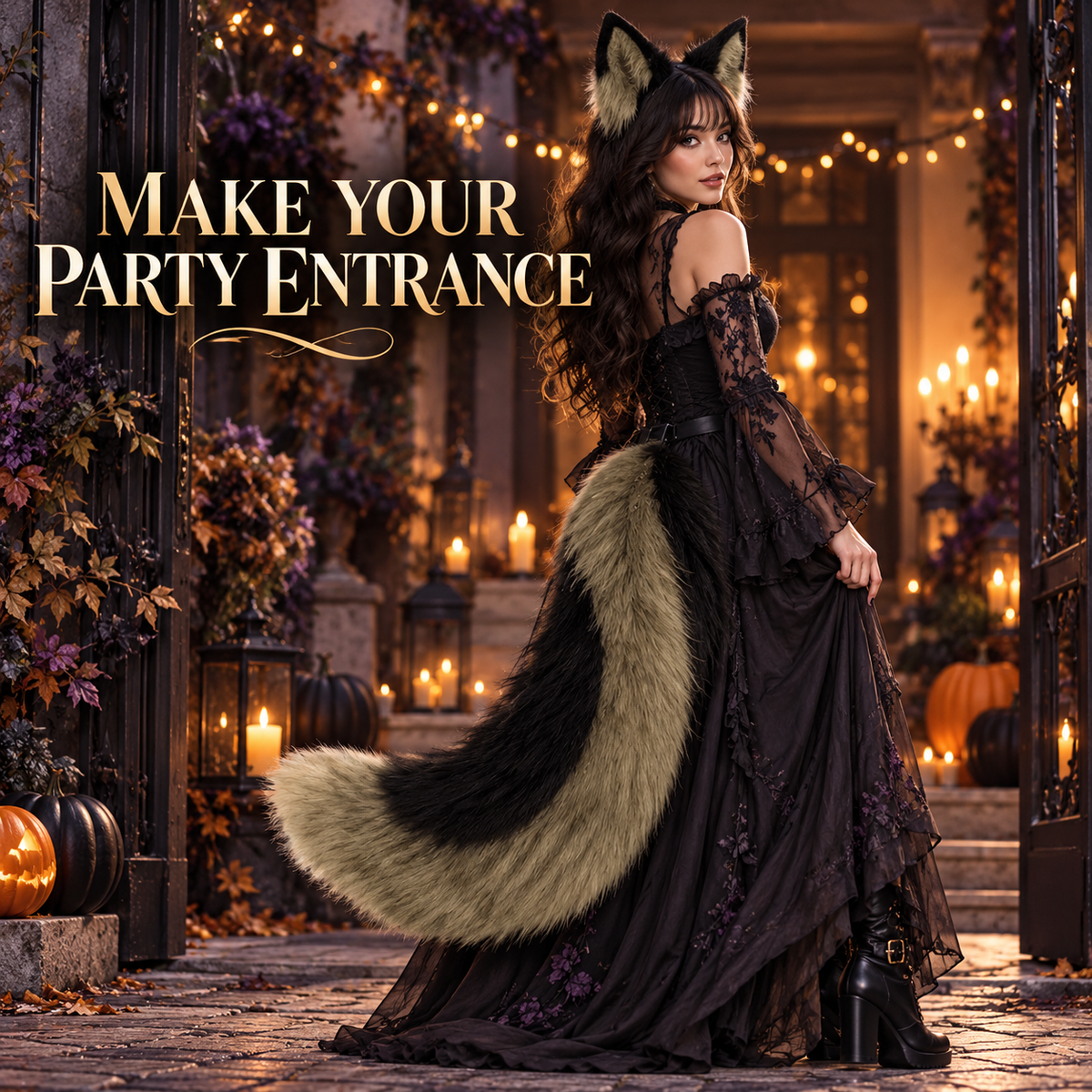 Fluffy Fox Ears & Tail Cosplay Set – Soft Plush Accessories for Anime Conventions, Halloween & Dress-Up