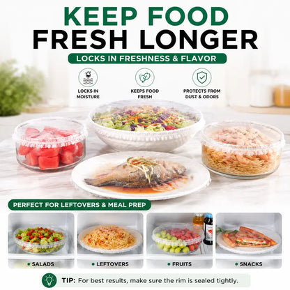 🍽️ Elastic Stretch Bowl Covers 🔁Disposable Microwave Safe Food Storage Covers