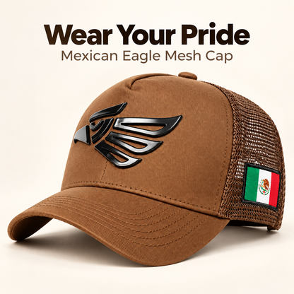 🧢☀️ Unisex Mexican Eagle Baseball Net Cap – Adjustable Outdoor Snapback Trucker Hat 🦅