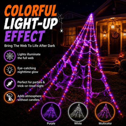 Giant Light-Up Spider Web Halloween Decoration