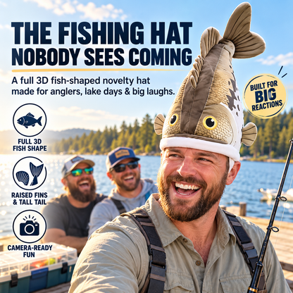 🐟 3D Fish-Shaped Novelty Hat — Funny Fishing Gift for Anglers, Lake Days & Parties