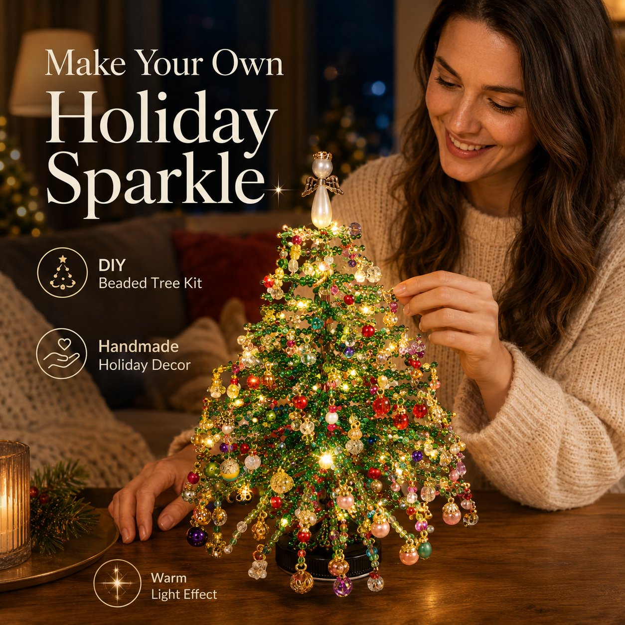 🎄DIY Beaded Christmas Tree Kit – 🎅Create Your Own Sparkling Holiday Decoration