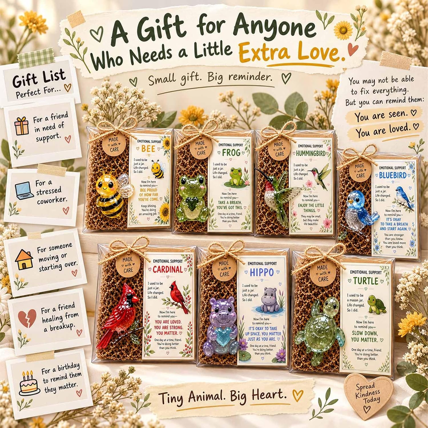 💌 Emotional Support Animal – Meaningful Encouragement Keepsake with Message Card & Gift-Ready Packaging ✨
