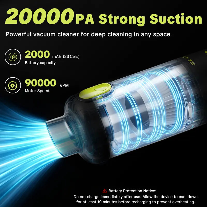 Car Vacuum Portable Cordless, 20000Pa 2 in 1 Vacuum Cleaner&Air Duster