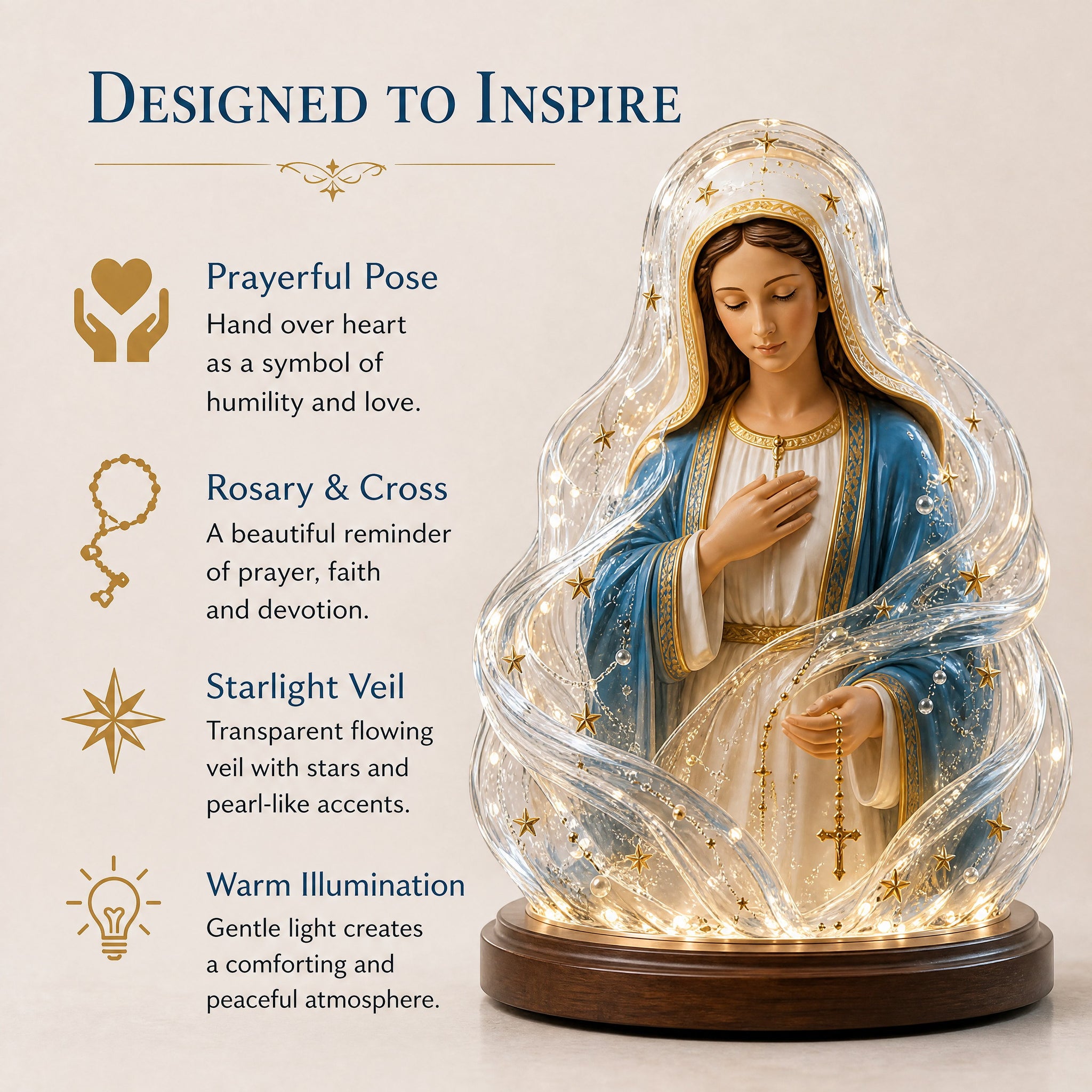 "🔥HOT SALE🔥🙏Our Lady of Starlight Illuminated Prayer Statue | Religious Decor & Faith Gift✨"