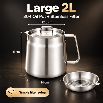 🔥🔥3-in-1 Stainless Steel Deep Fryer Pot with Oil Filter & Fry Basket