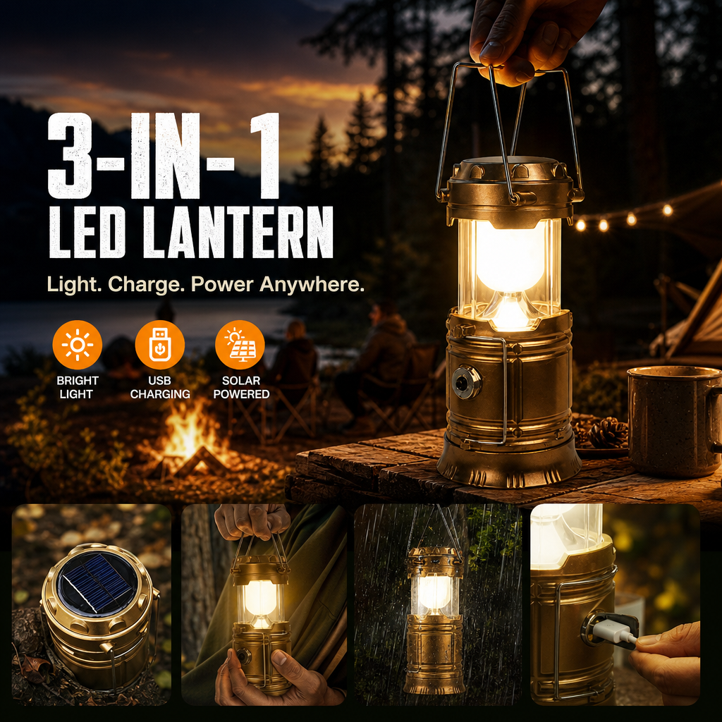 ⏰Careluxpro Solar-powered retractable camping lantern⛺️⛺️