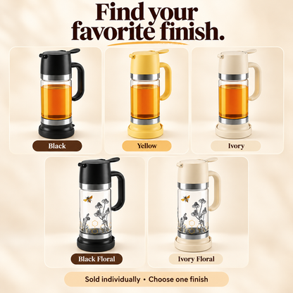 🍯 12 oz Glass Honey & Syrup Dispenser with One-Hand Control