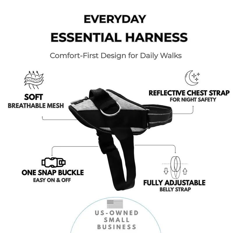 Essential Dog Harness with 3 Leash Clips – Reflective, Adjustable & Padded Vest